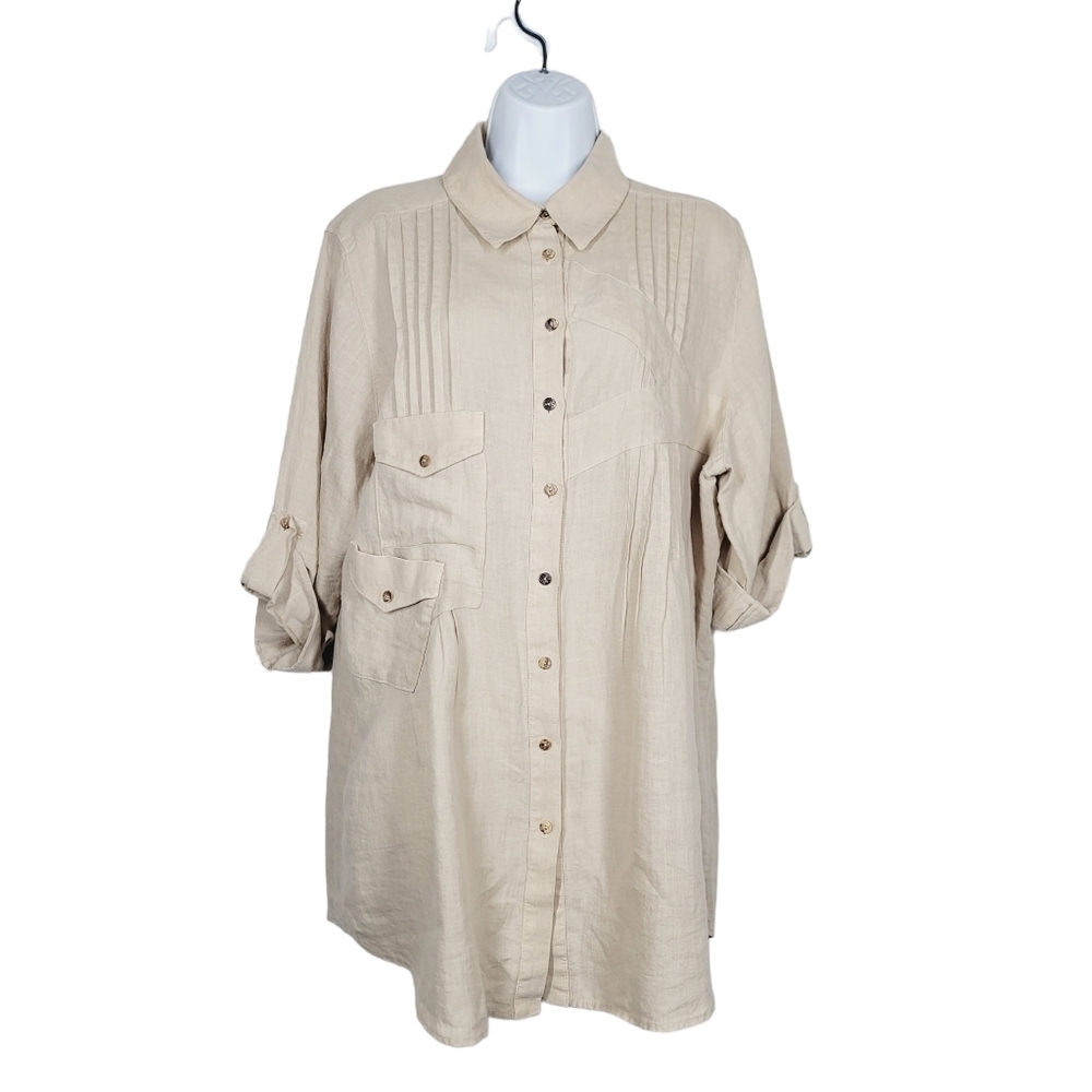 Soft Surroundings 100% Linen Button Down - image 1